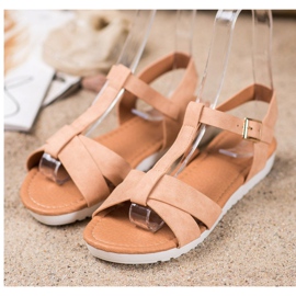 SHELOVET Sandali in tessuto beige 2