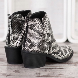 SHELOVET Stivaletto con stampa serpente bianco nero 1