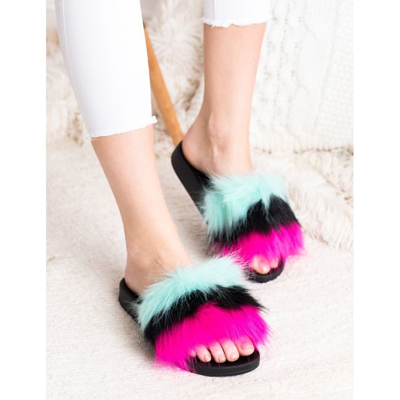 Bona Pantofole Colorate Con Pelliccia multicolore 1