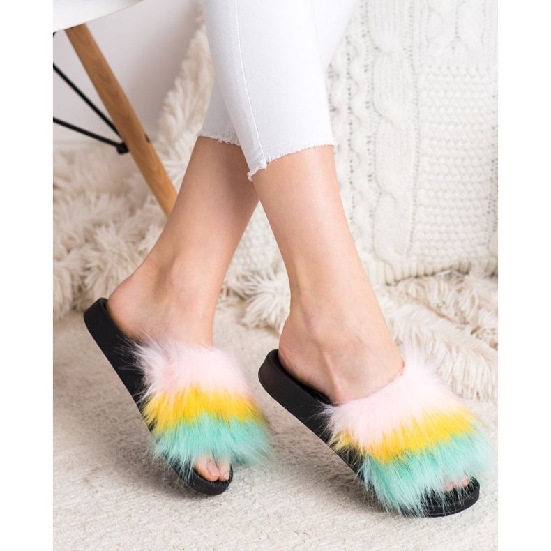 Bona Pantofole Colorate Con Pelliccia multicolore 1