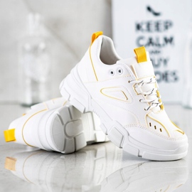 SHELOVET Scarpe da ginnastica bianche alla moda bianco giallo 1