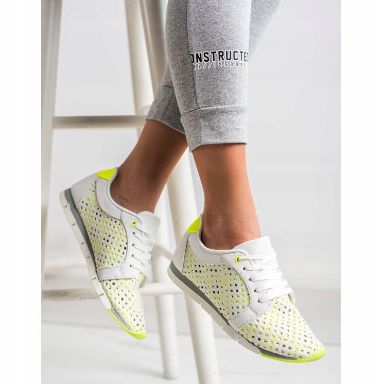 Kylie Sneakers traforate bianche e verdi bianca verde 1