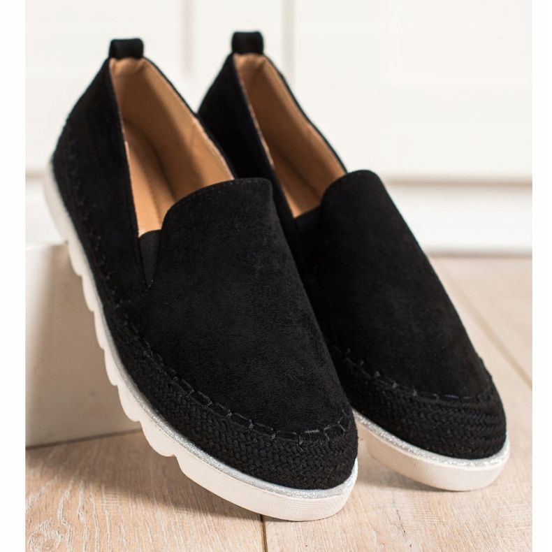 SHELOVET Slipons in pelle scamosciata per la primavera nero 1
