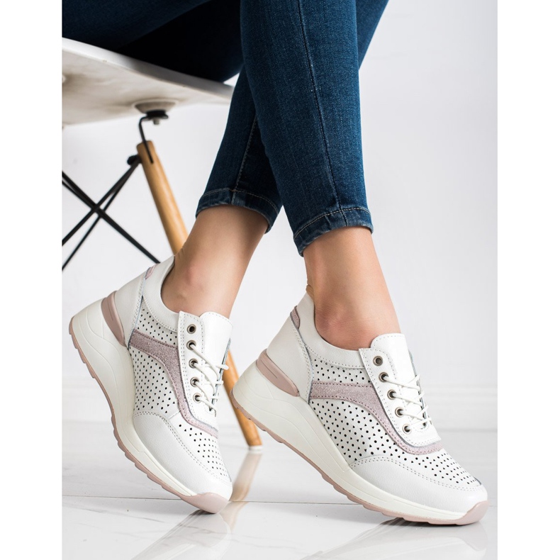 Goodin Sneakers In Pelle Con Motivo Traforato bianco 2