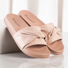 Comode pantofole VINCEZA in pelle scamosciata marrone 1