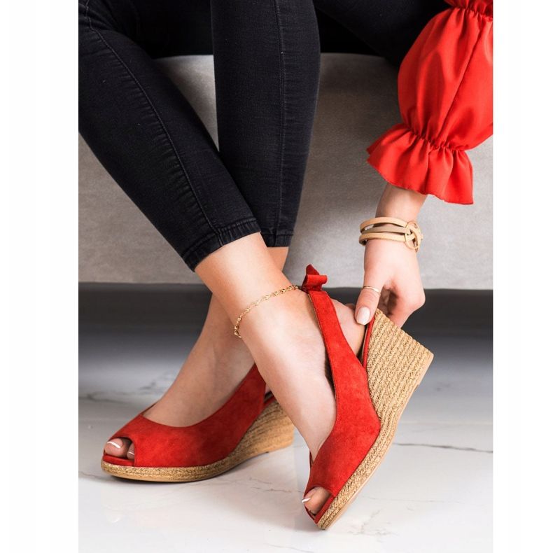 Sandali slip-on sulla zeppa VINCEZA rosso 1