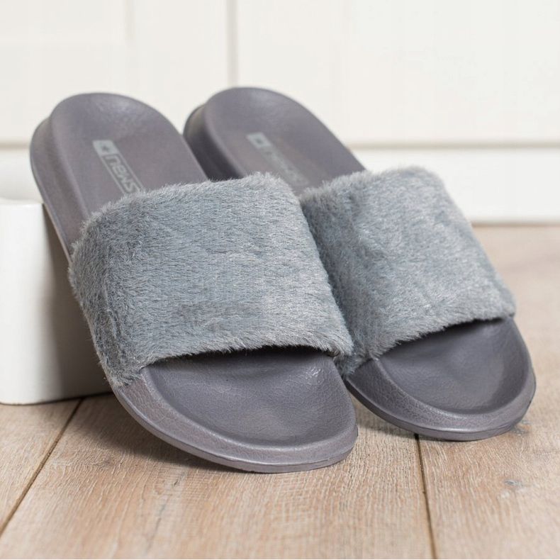 SHELOVET Pantofole Leggere Con Pelliccia grigio 2