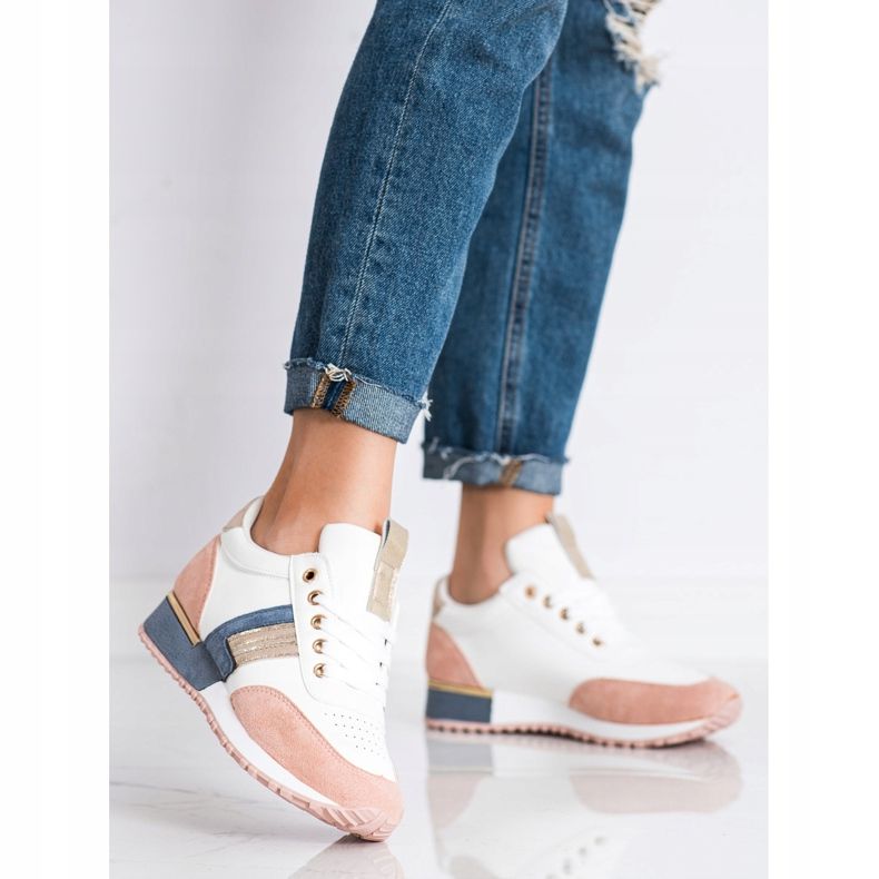 SHELOVET Sneakers Con Inserto In Pelle Scamosciata bianco multicolore 1