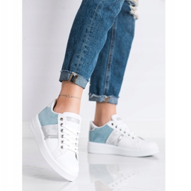 SHELOVET Scarpe sportive con inserto in suede bianco blu 1