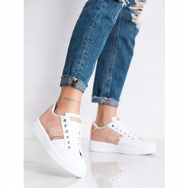 SHELOVET Scarpe sportive con inserto in suede bianco rosa 1