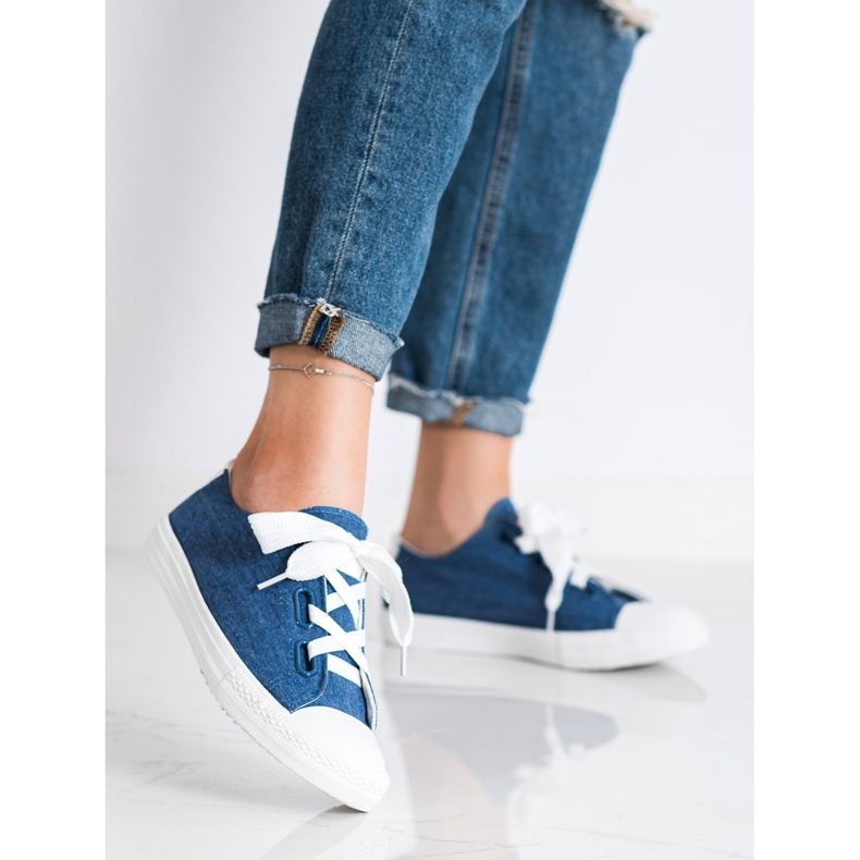 SHELOVET Sneakers allacciate alla moda blu 1