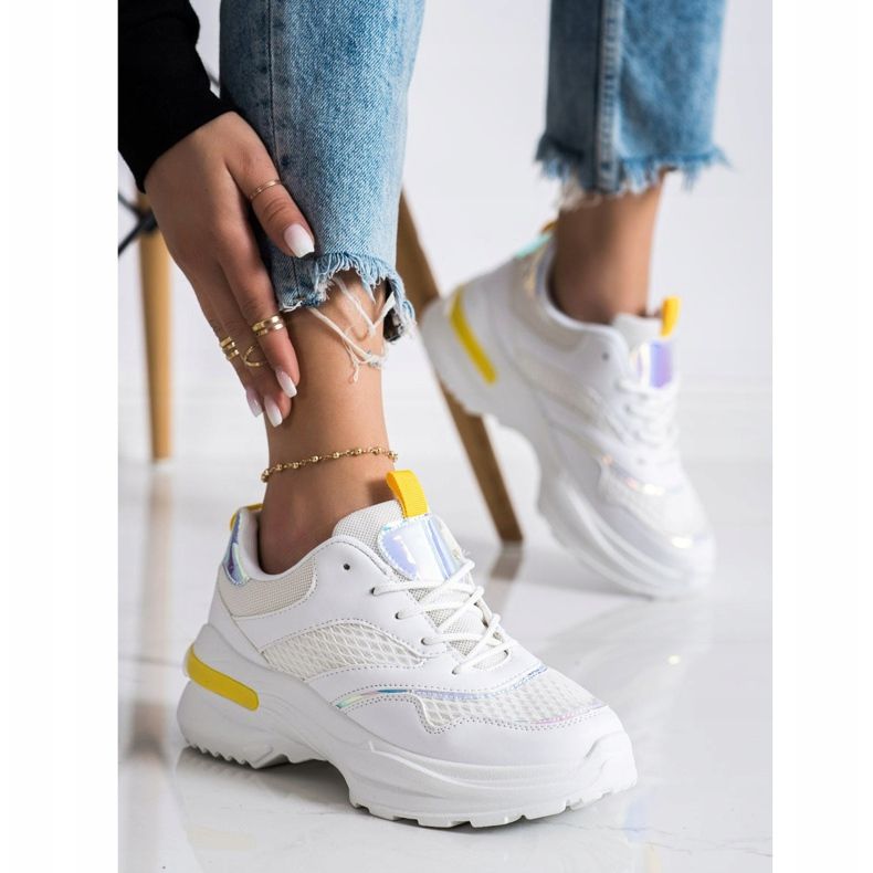 SHELOVET Sneakers Sulla Piattaforma Con Mesh bianca 1
