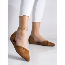 Goodin Ballerine in camoscio con cut-out marrone 2