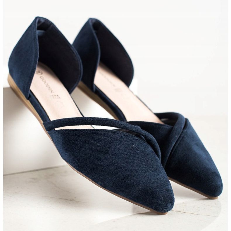 Goodin Ballerine scamosciate con cut-out blu navy 1