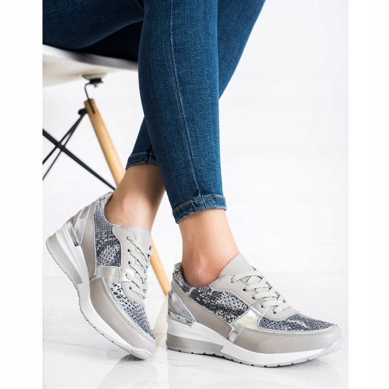 Goodin Sneakers in pelle con stampa serpente grigie grigio multicolore 1