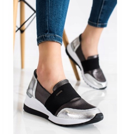 Goodin Sneakers in pelle argento d'argento grigio 1