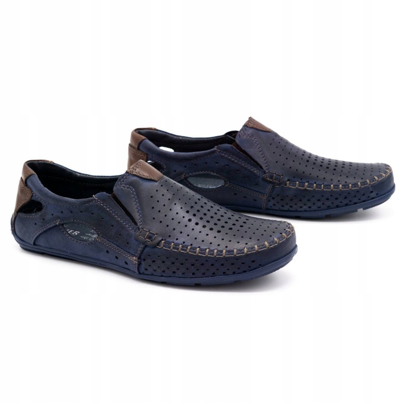 Mario Pala Scarpe uomo mocassini 901 summer navy blue grain marrone blu navy 1