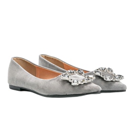 Ballerine grigie decorate con pietre Shiny grigio 1