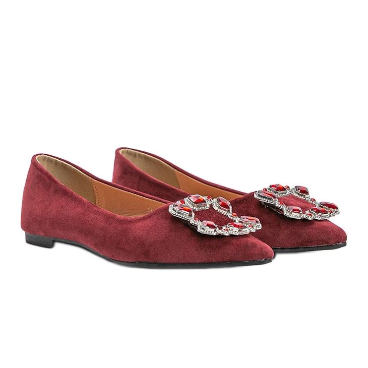 Ballerine rosse impreziosite da pietre lucide rosso 1