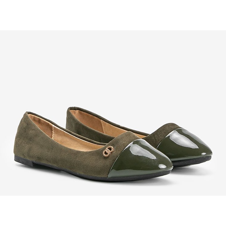 Ballerine verdi con punta Serena in vernice verde 1