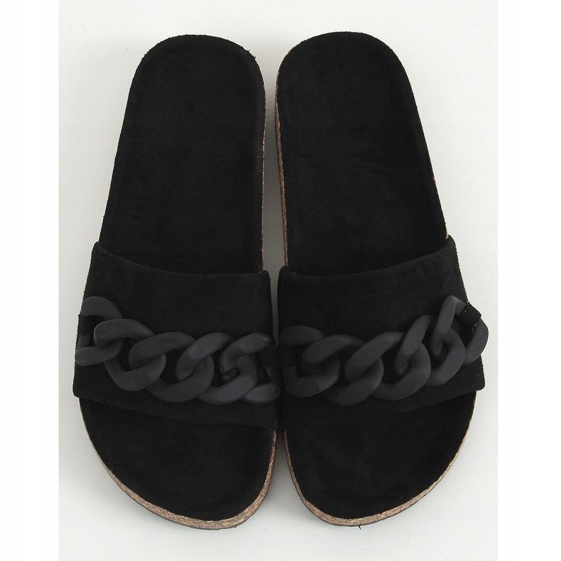 Pantofole in sughero nere con catena DZ907 Black nero 1
