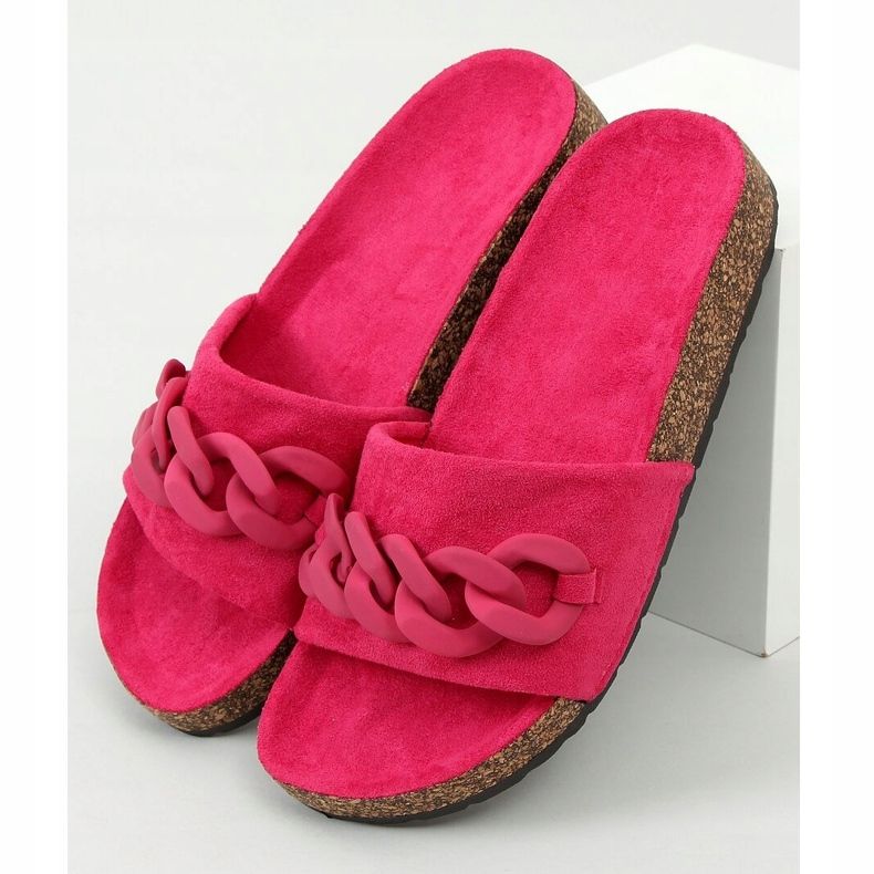 Pantofole in sughero rosa fucsia con catena DZ907 Peach 1