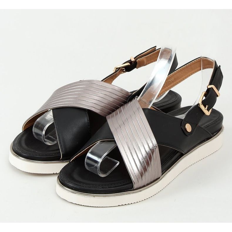 Sandali da donna neri MJF745-9 Black nero d'argento 1