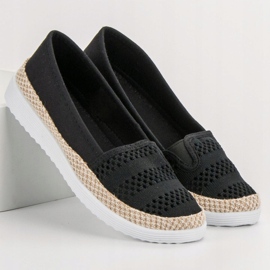SHELOVET Espadrillas in tessuto nero 1