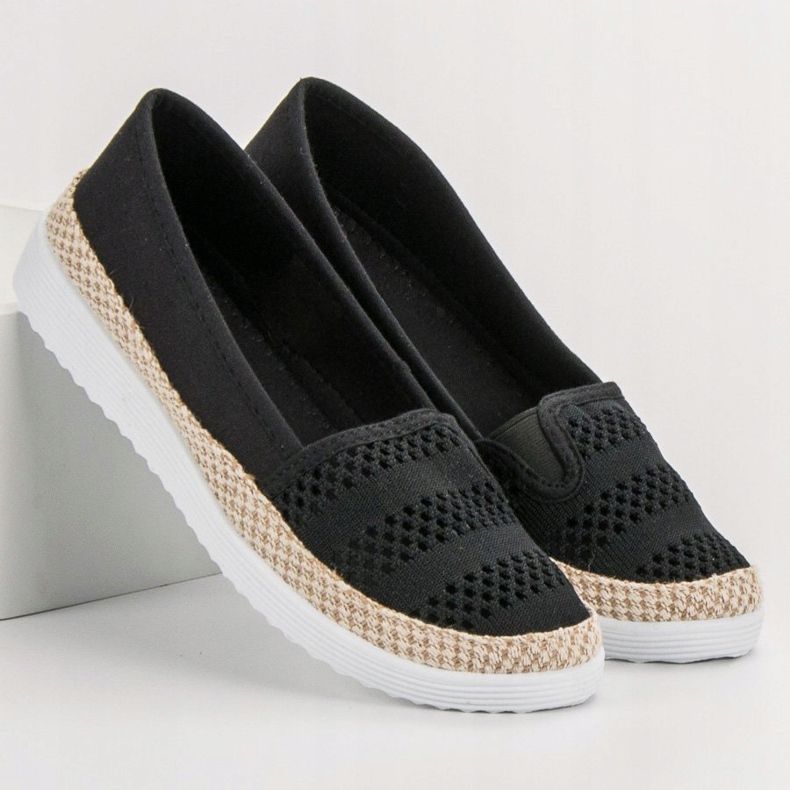 SHELOVET Espadrillas in tessuto nero 1