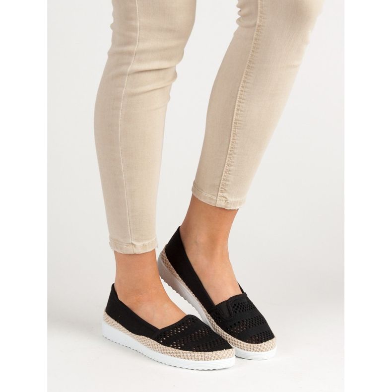 SHELOVET Espadrillas in tessuto nero 2