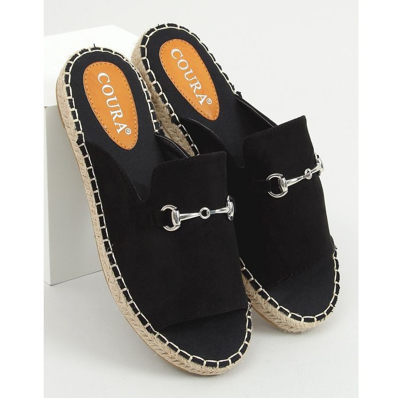 Pantofole espadrillas nere con fibbia 8294 Black nero 1