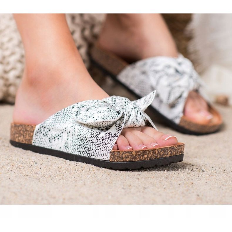 Bella Paris Pantofole con stampa serpente grigio 2