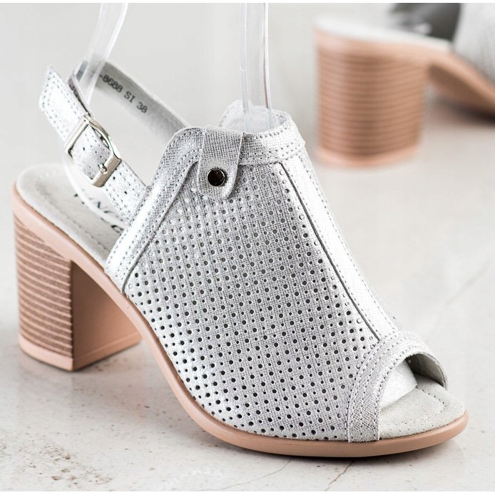Sandali luminosi realizzati in pelle VINCEZA argento 2