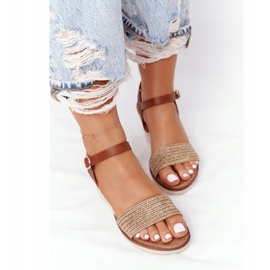 EVE Sandali beige su zeppa con trecce a Tenerife marrone 1