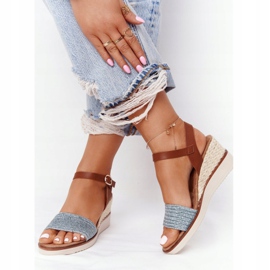 EVE Sandali Con Zeppa Intrecciata Blu Tenerife marrone 1