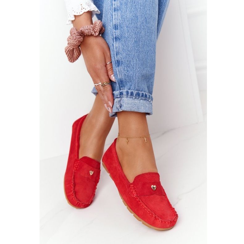 S.Barski Mocassini da donna in pelle scamosciata di S. Bararski Red rosso 1