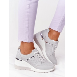 Sneakers con zeppa in pelle S.Barski Grey grigio 2