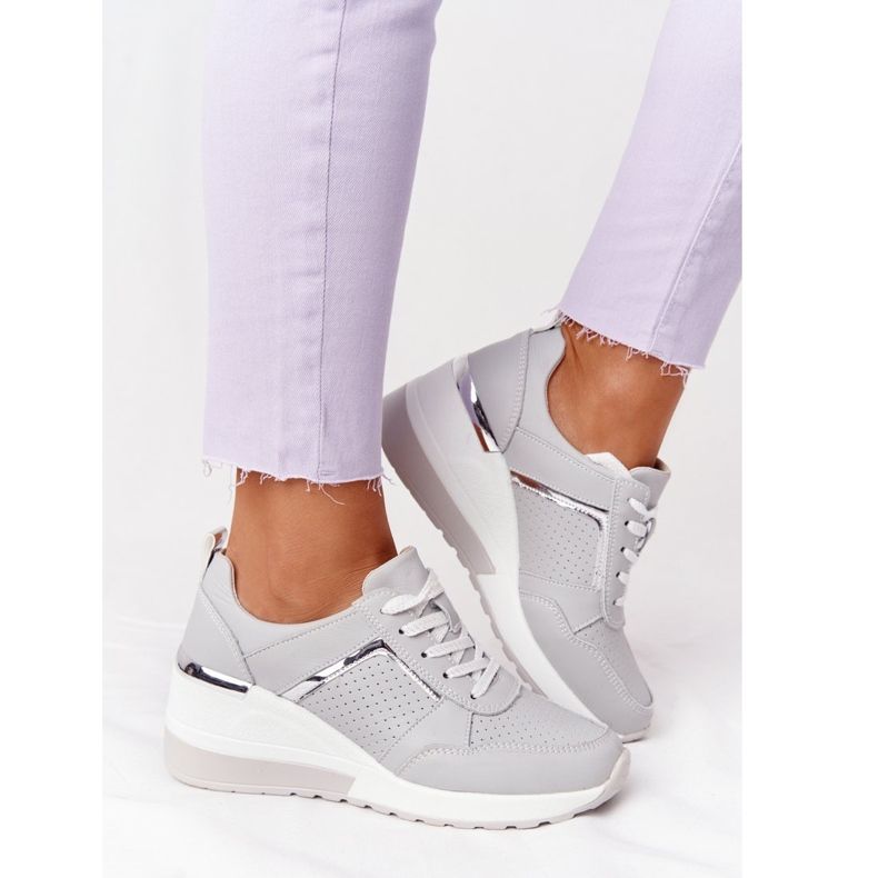 Sneakers con zeppa in pelle S.Barski Grey grigio 2