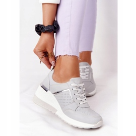 Sneakers con zeppa in pelle S.Barski Grey grigio 1