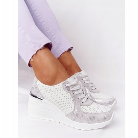 S.Barski Sneakers In Pelle Con Zeppa S. Barki Bianco-Argento bianca d'argento 1