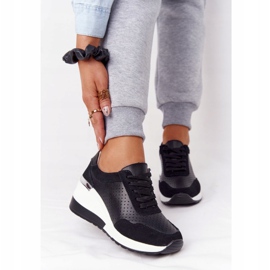 S.Barski Sneakers con zeppa in pelle traforata S. Bararski Nero bianco 1
