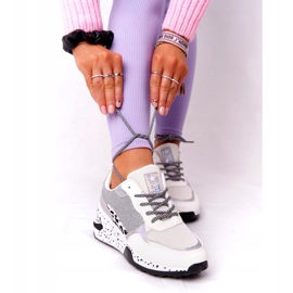 NEWS Sneakers Da Donna Con Zeppa Bianche Con Broccato Avery 21SP26-3974 bianco nero argento 2