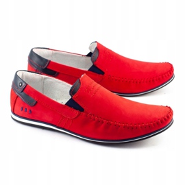KOMODO Mocassini uomo in pelle 876 rosso blu navy 1