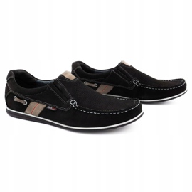 Kampol Mocassini uomo traforati per l'estate 53/3 / P nero beige 3