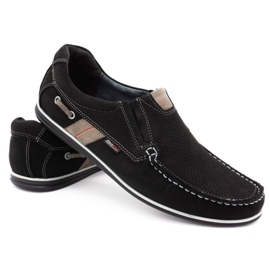 Kampol Mocassini uomo traforati per l'estate 53/3 / P nero beige 4