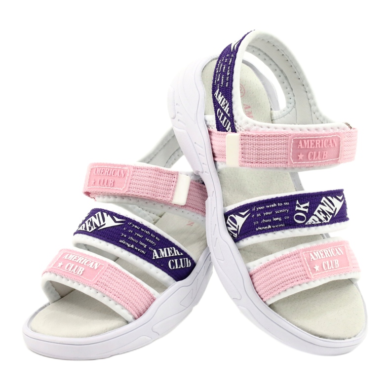 American Club Sandali Sportivi Sottopiede in Pelle RL29/21 Rosa e viola 3