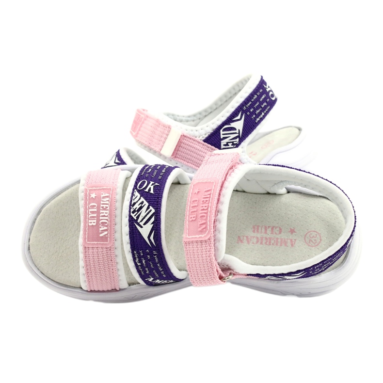 American Club Sandali Sportivi Sottopiede in Pelle RL29/21 Rosa e viola 4