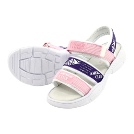 American Club Sandali Sportivi Sottopiede in Pelle RL29/21 Rosa e viola 2