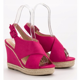 Anesia Paris Sandali con zeppa in pelle scamosciata rosa 1