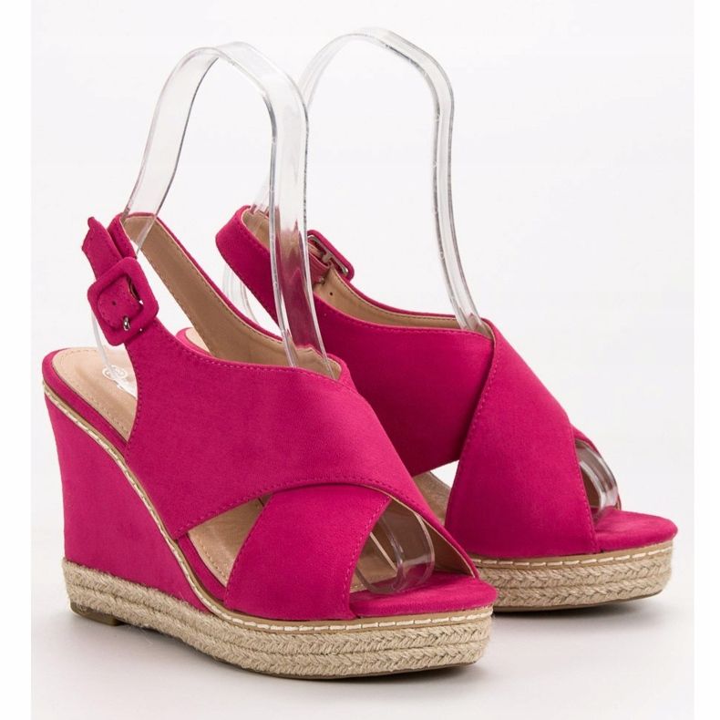 Anesia Paris Sandali con zeppa in pelle scamosciata rosa 1